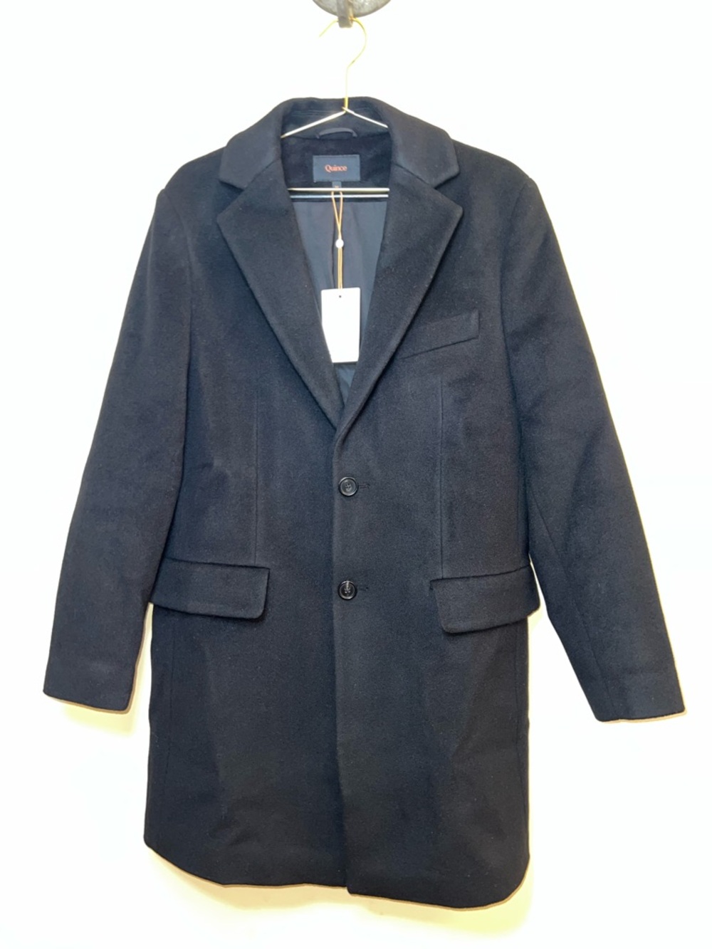 Quince Wool Cashmere Overcoat Black M NWT Tailored Minimalist Coat